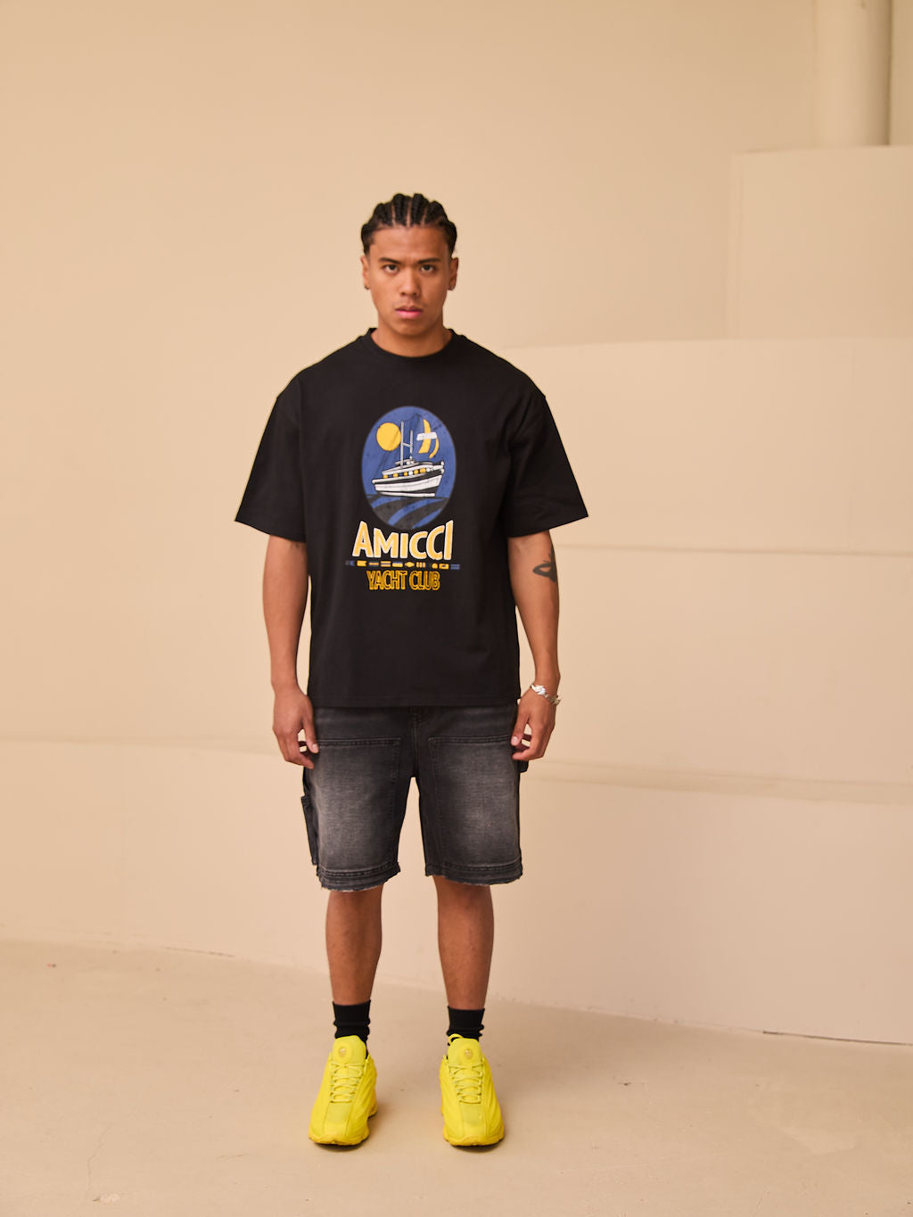 Bayle Graphic Oversized T-Shirt Zwart