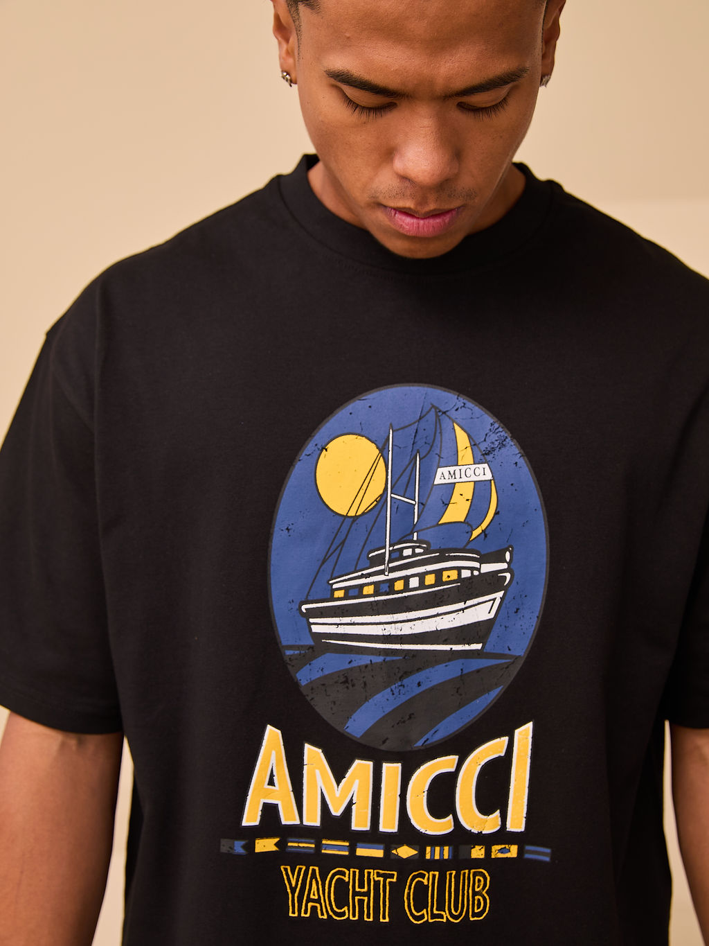 Bayle Graphic Oversized T-Shirt Zwart