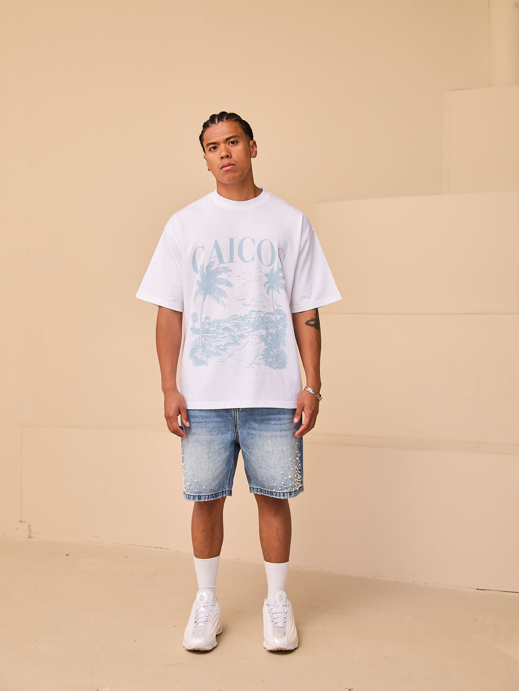 Caicos Wit Grafisch T-shirt