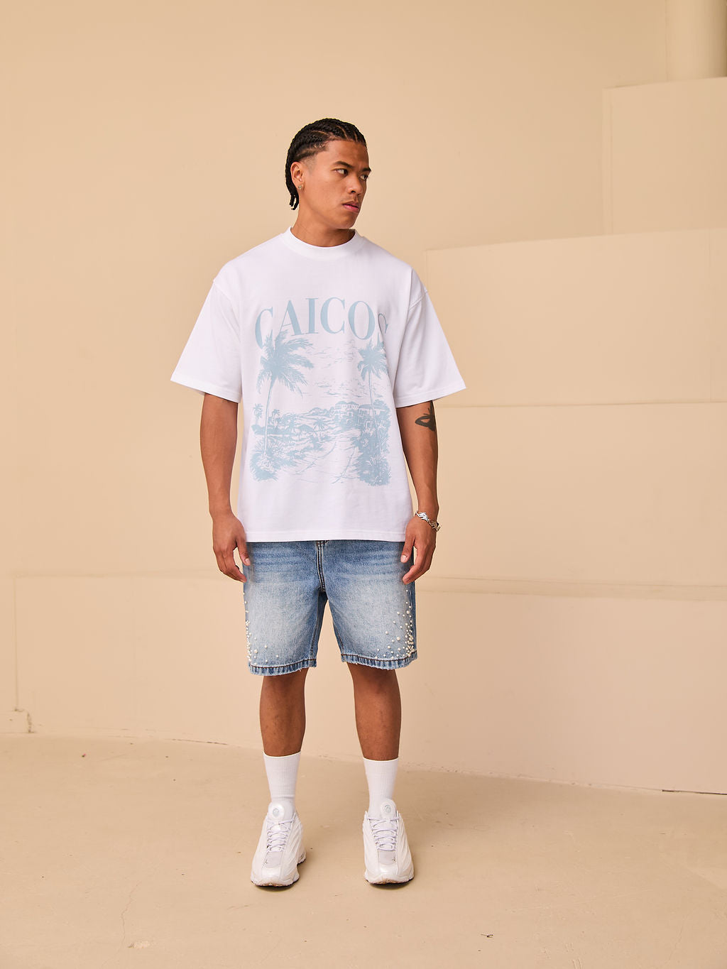 Caicos Wit Grafisch T-shirt