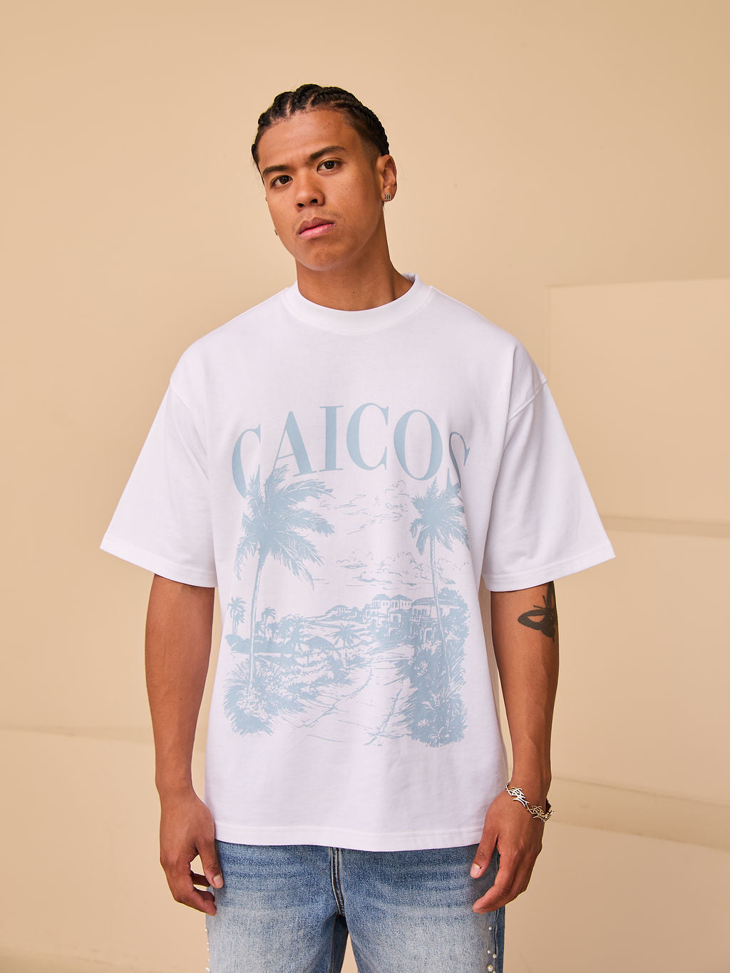 Caicos Wit Grafisch T-shirt