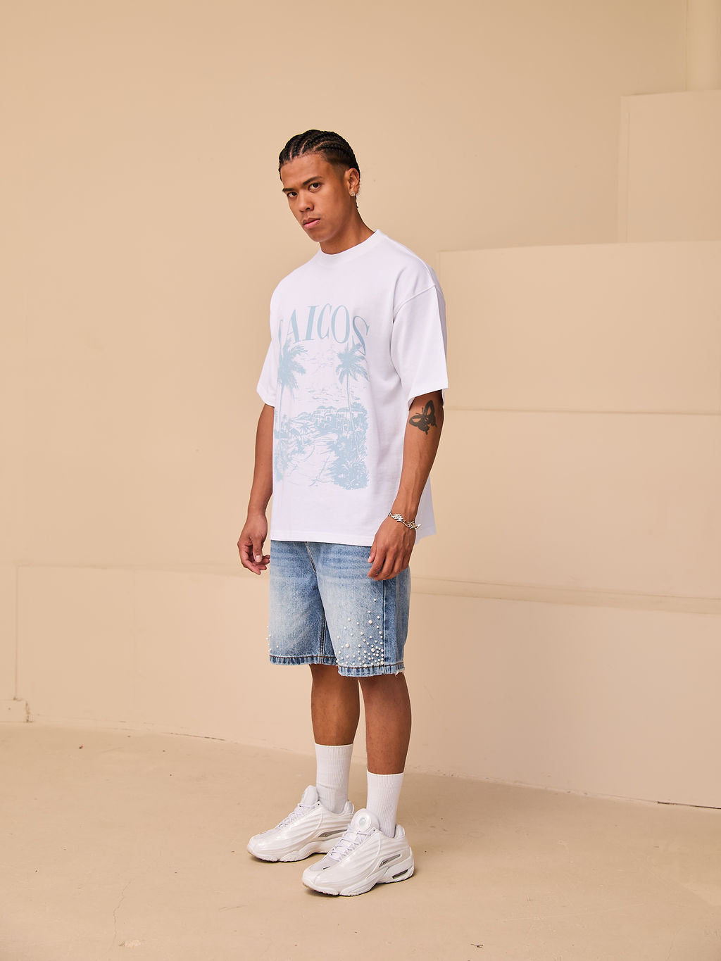 Caicos Wit Grafisch T-shirt