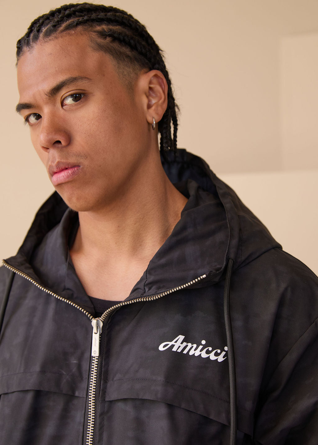 Almeria Patroon Windbreaker Jas Zwart