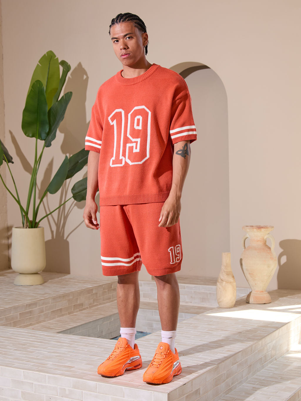 Nantes Gebreide Jersey Korte Broek Oranje