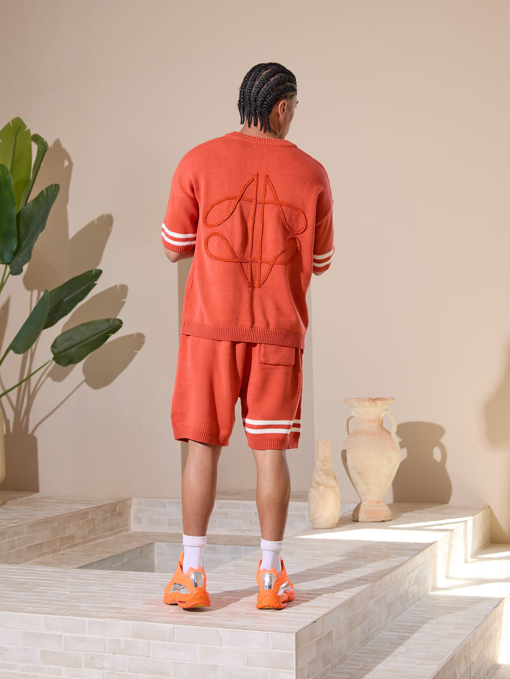 Nantes Gebreide Jersey T-Shirt Oranje