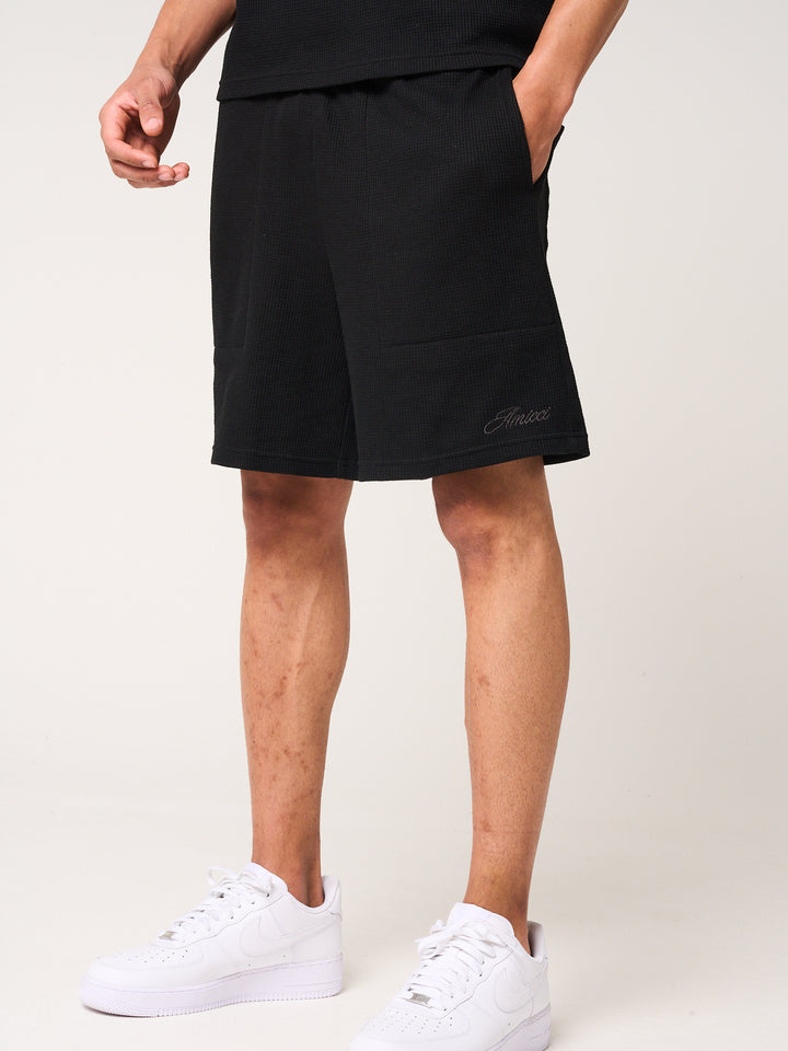 Tempest Waffle Knit Shorts Black