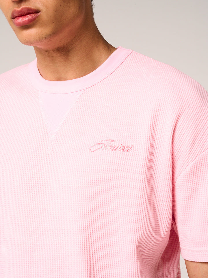 Tempest Waffle Knit T-Shirt Pink