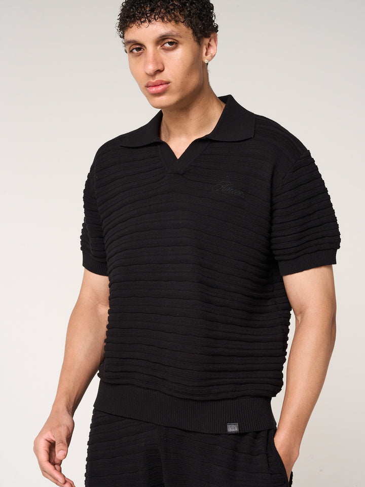Dune Knitted Polo Black