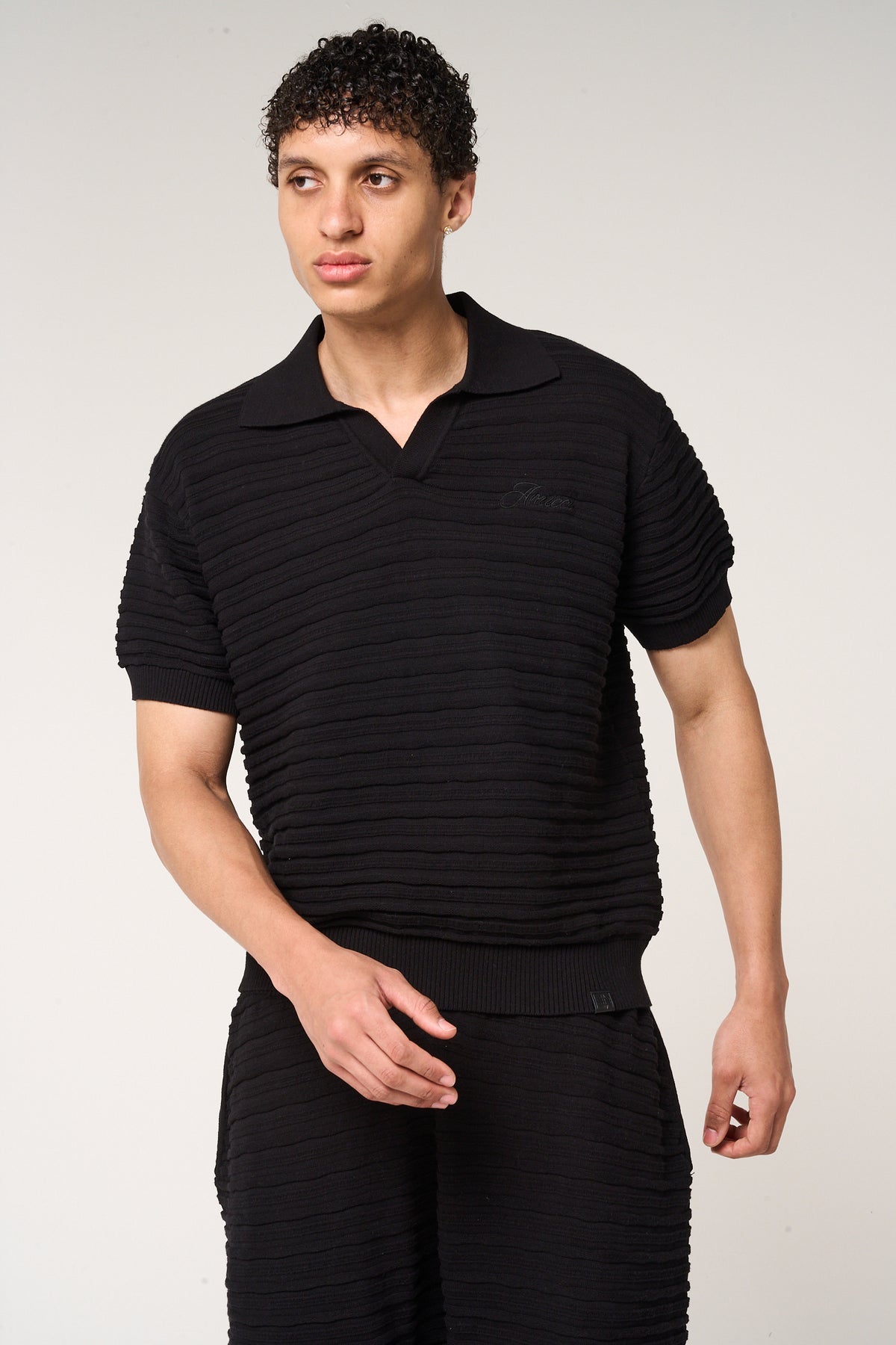 Dune Knitted Polo Black