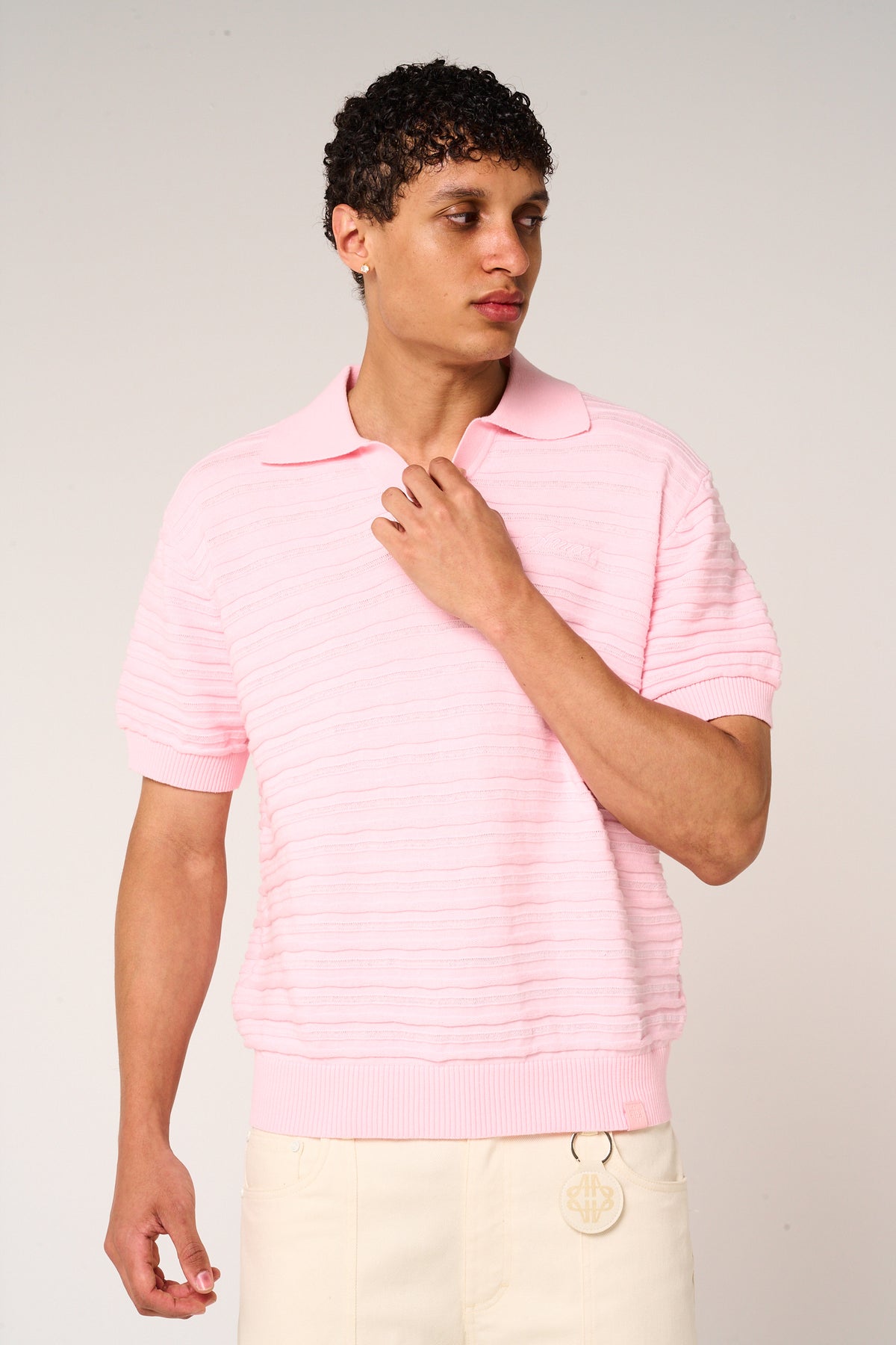 Dune Knitted Polo Pink