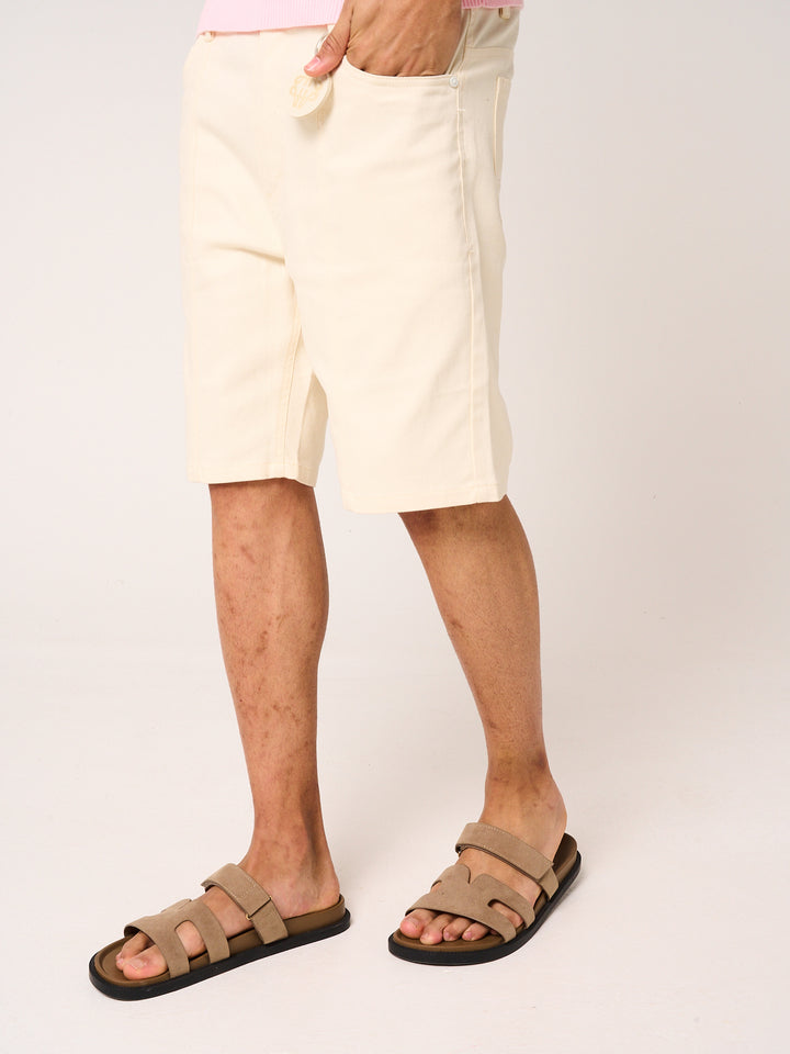 Sarito Cotton Twill Shorts Cream
