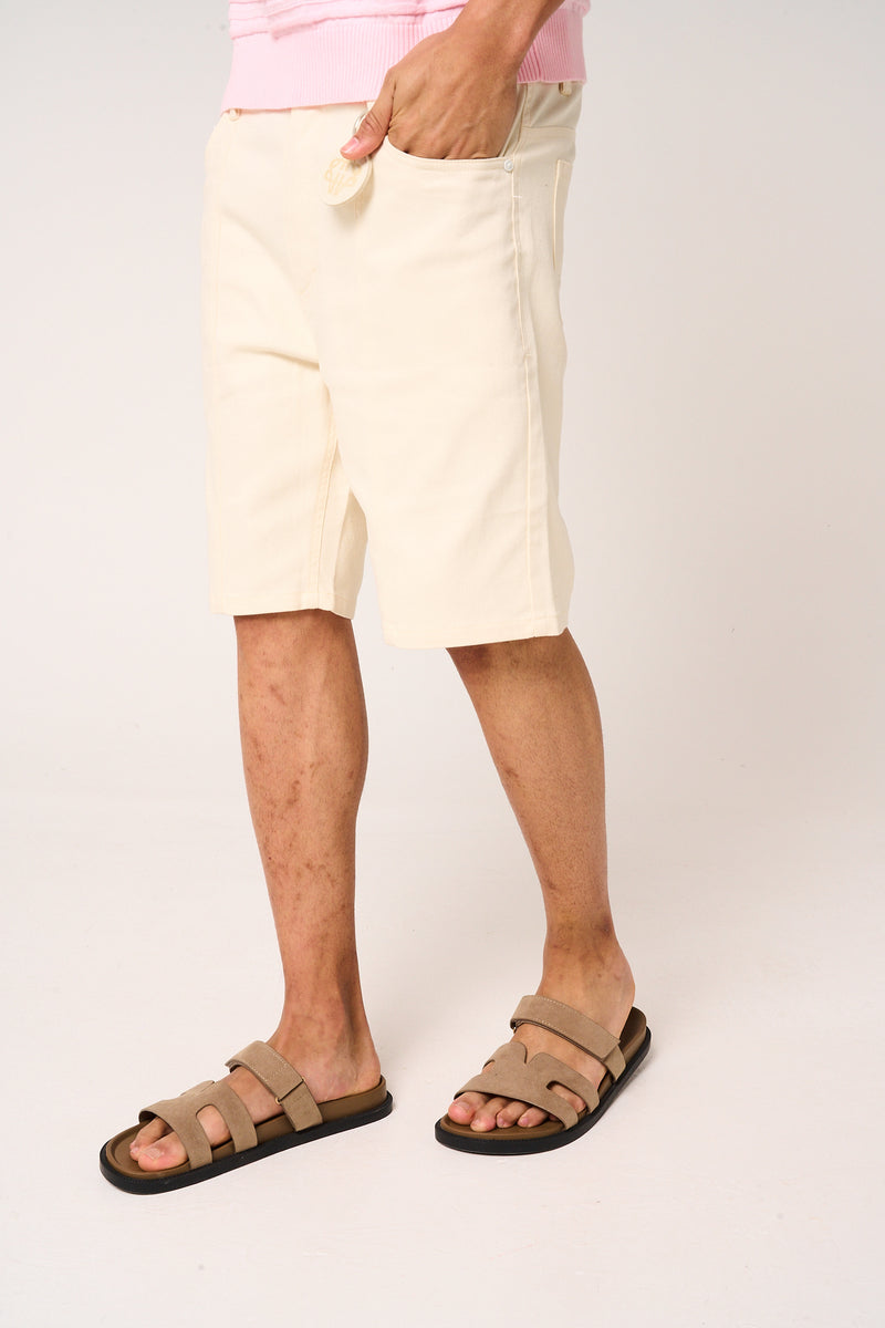 Sarito Cotton Twill Shorts Cream