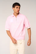 Reno Knitted Zip Polo Pink
