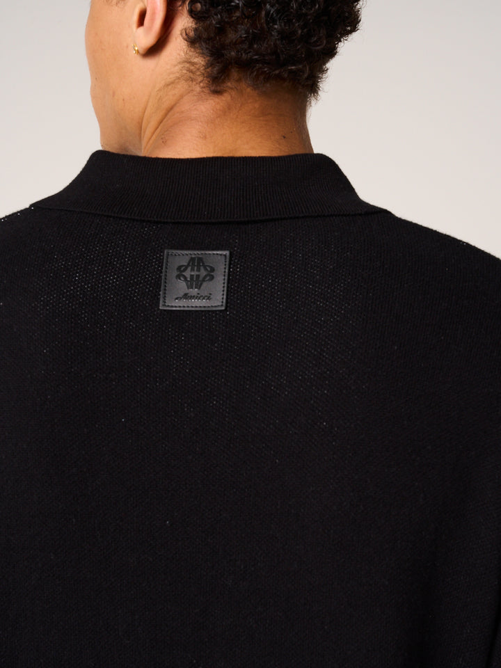 Reno Knitted Zip Polo Black