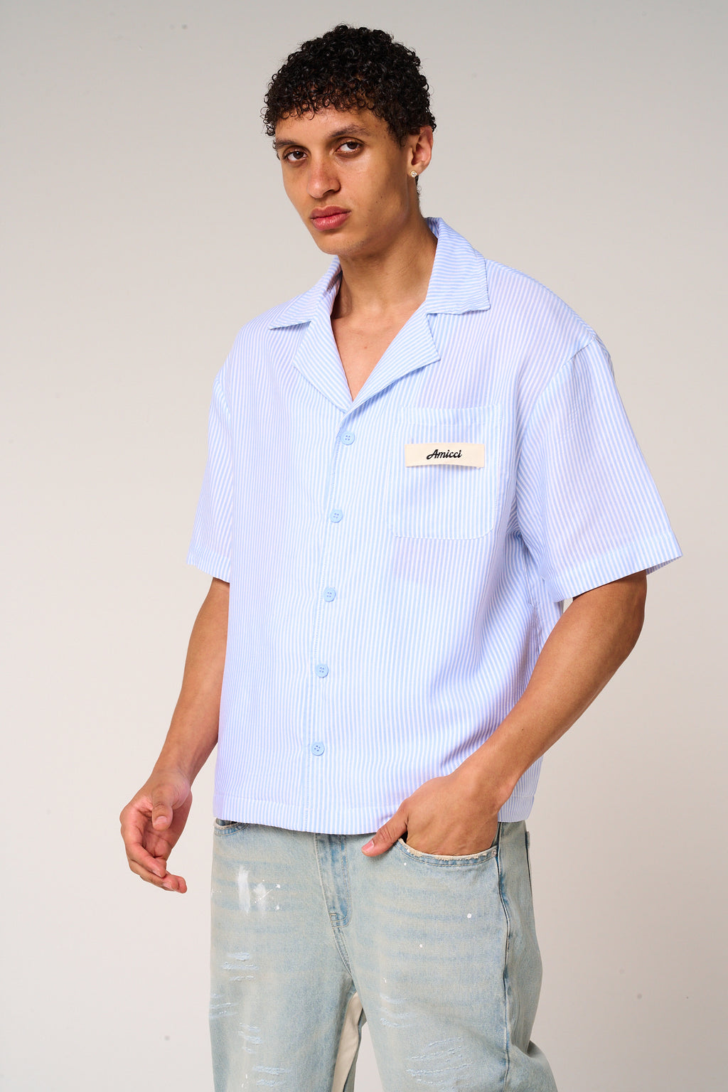 Taignes Blue Striped Cotton Shirt