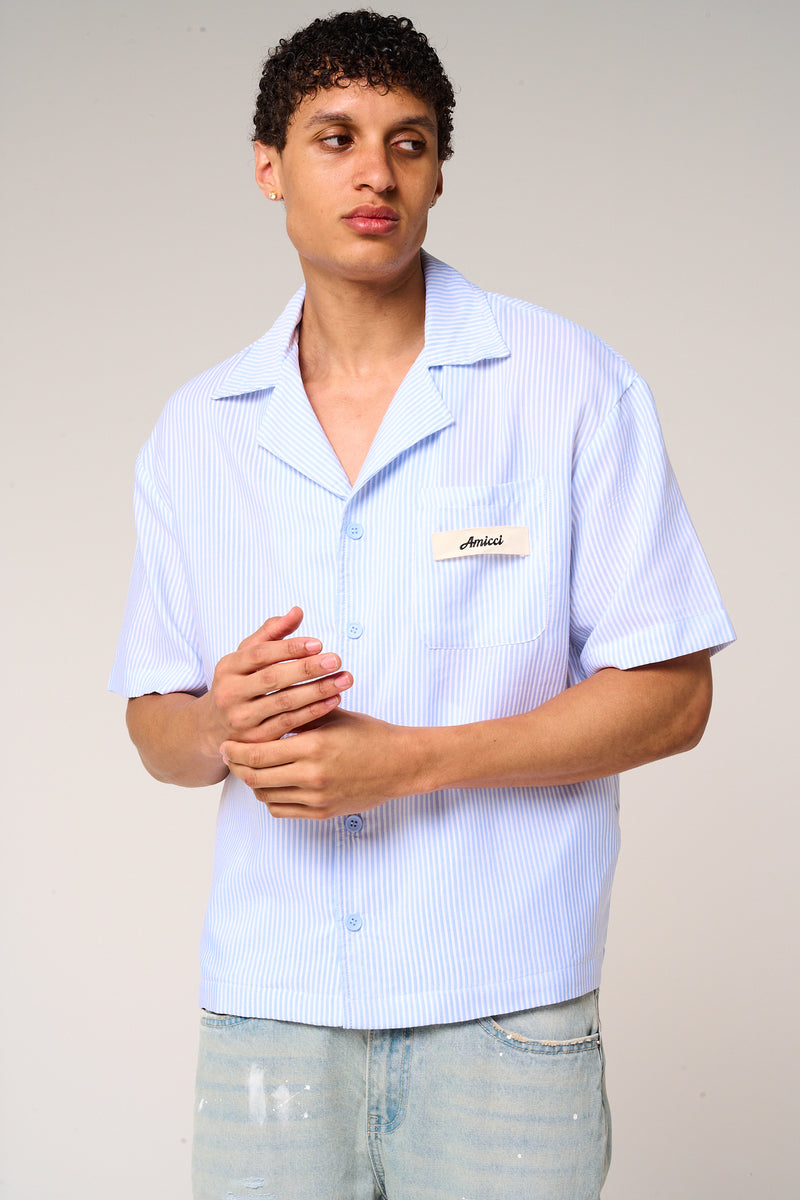 Taignes Blue Striped Cotton Shirt