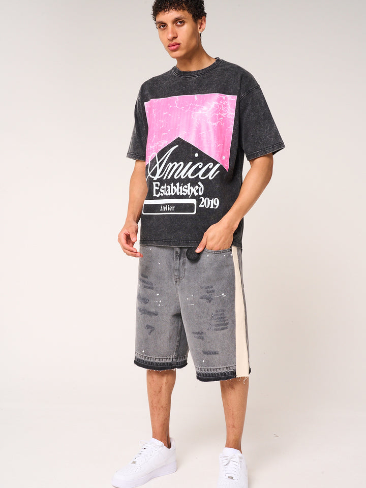 Rimini Graphic T Shirt Washed Black