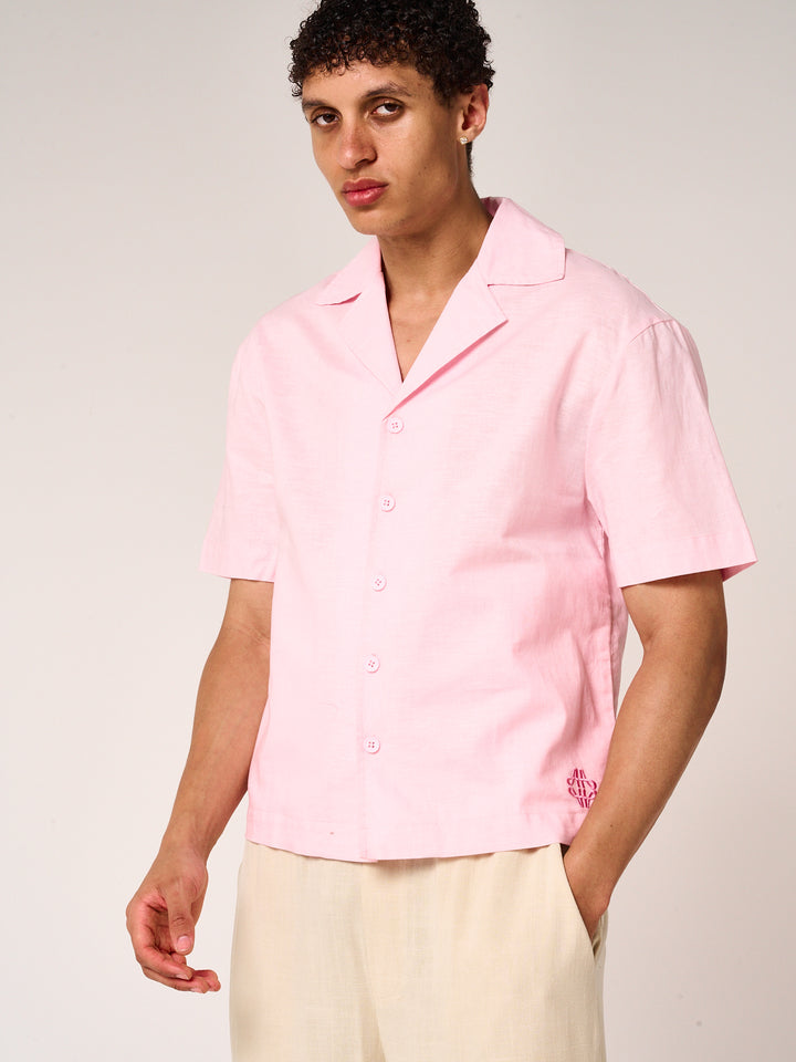 Kailani Short Sleeve Linen Shirt Pink
