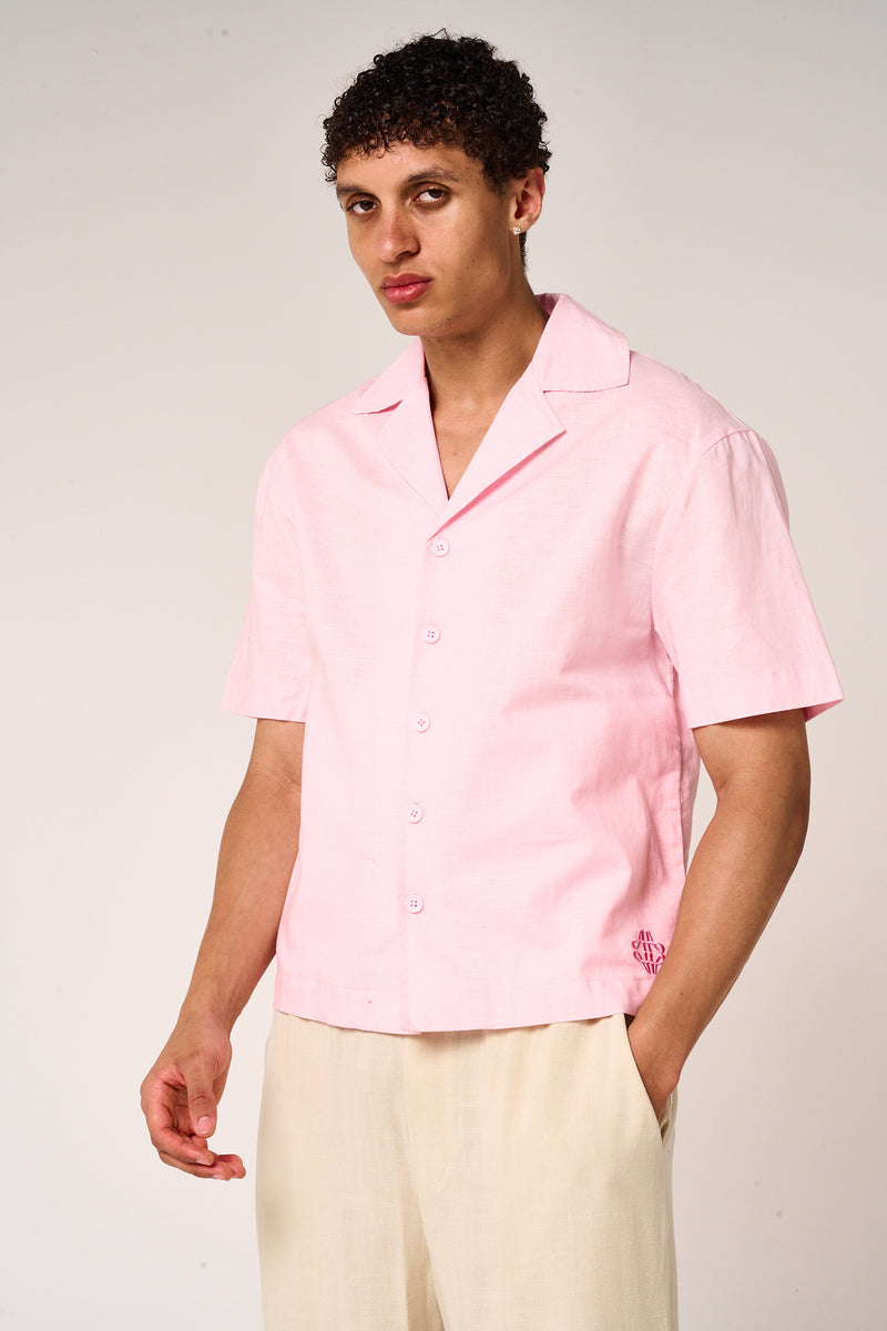 Kailani Short Sleeve Linen Shirt Pink