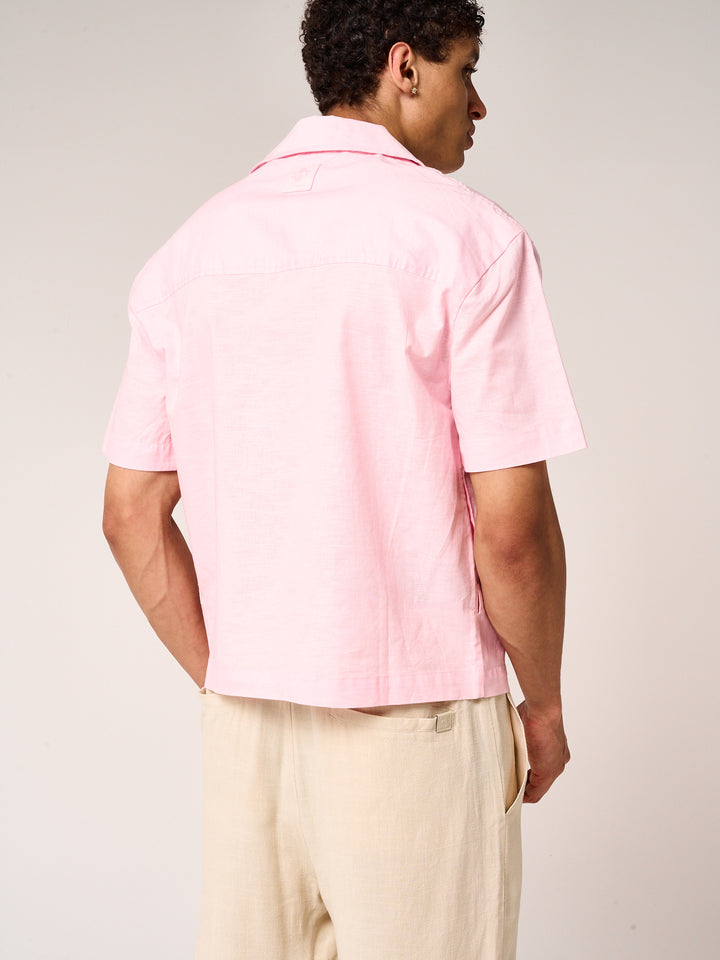 Kailani Short Sleeve Linen Shirt Pink