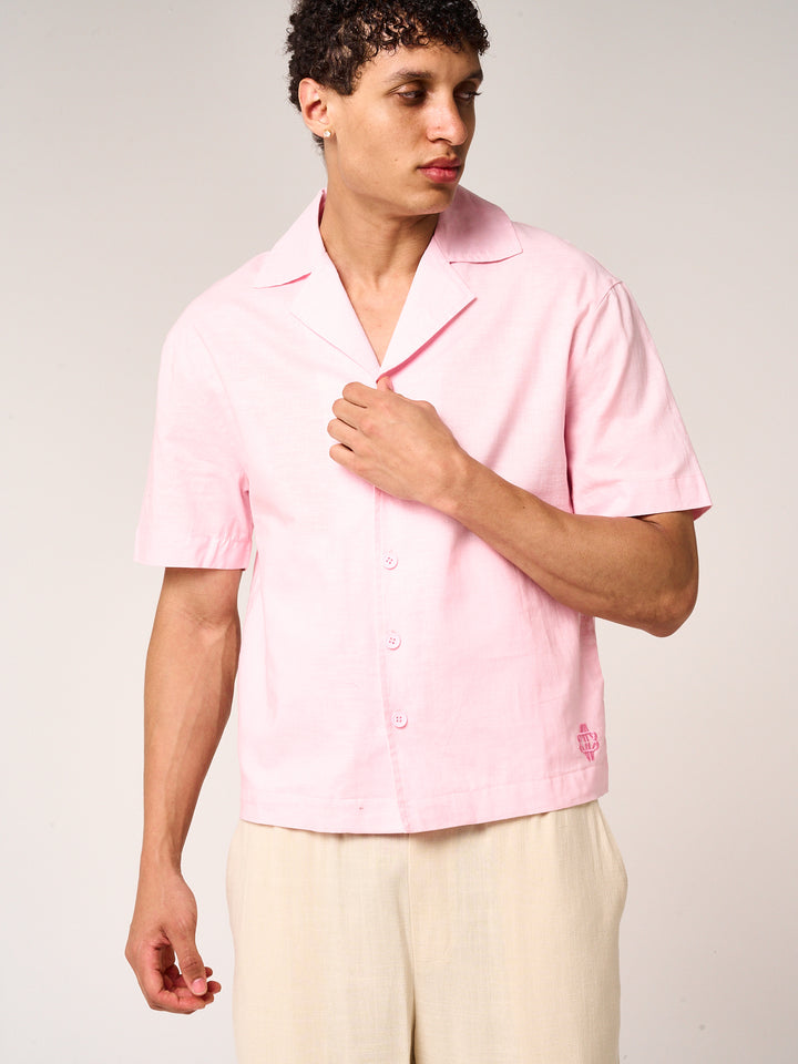Kailani Short Sleeve Linen Shirt Pink