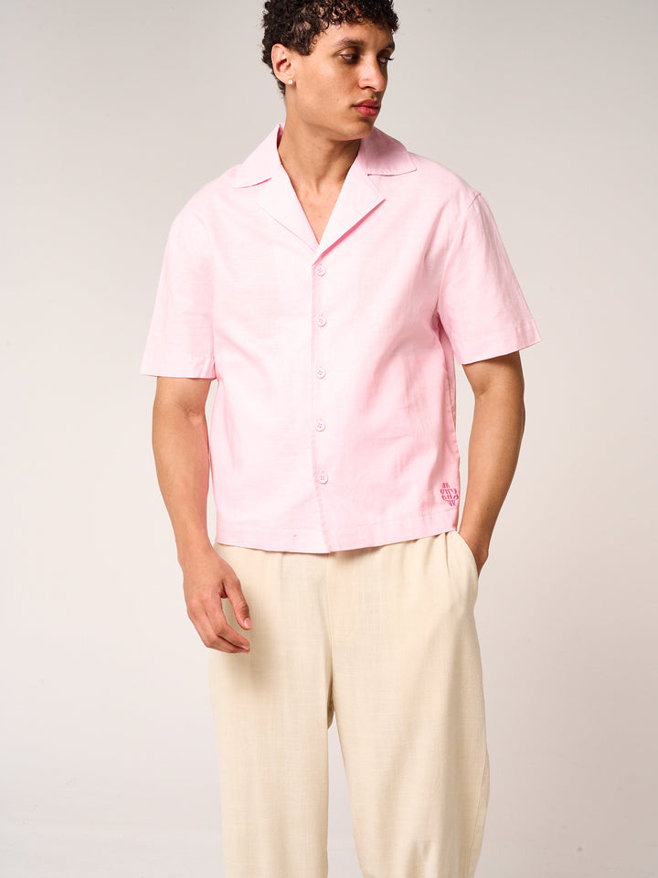 Kailani Short Sleeve Linen Shirt Pink
