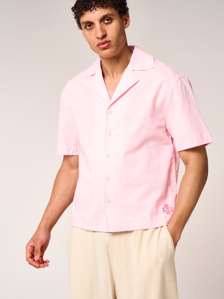 Kailani Short Sleeve Linen Shirt Pink