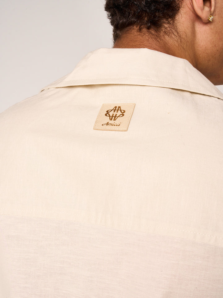 Kailani Short Sleeve Linen Shirt Beige