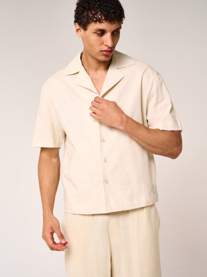 Kailani Short Sleeve Linen Shirt Beige