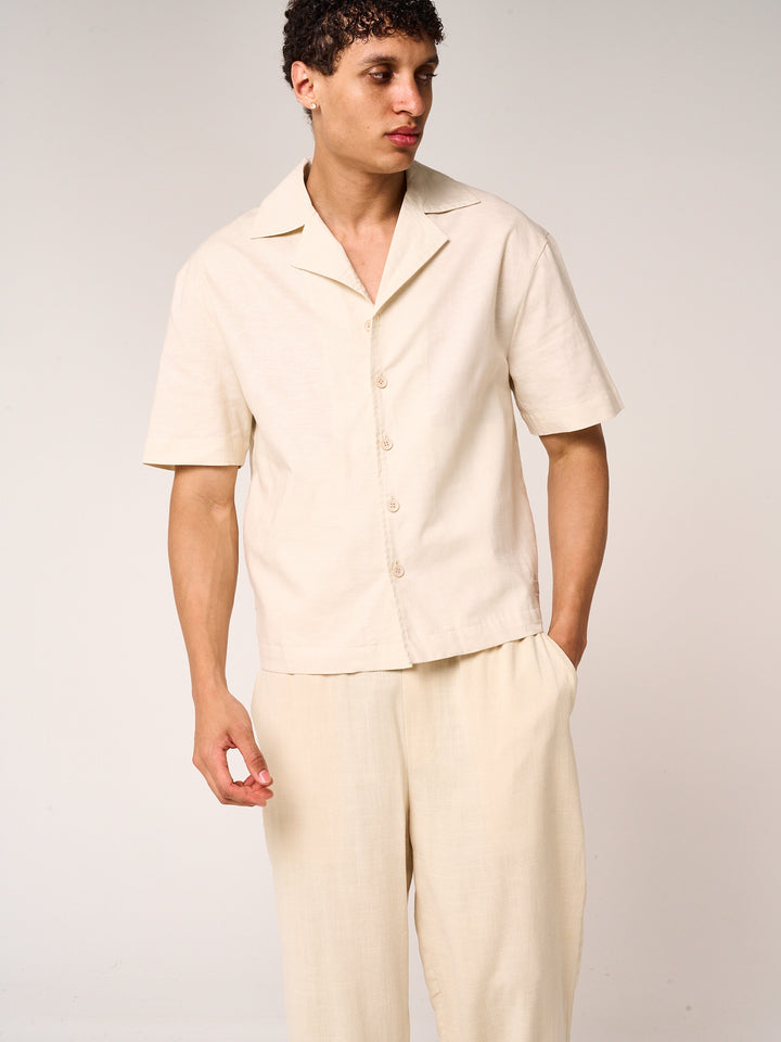 Kailani Short Sleeve Linen Shirt Beige