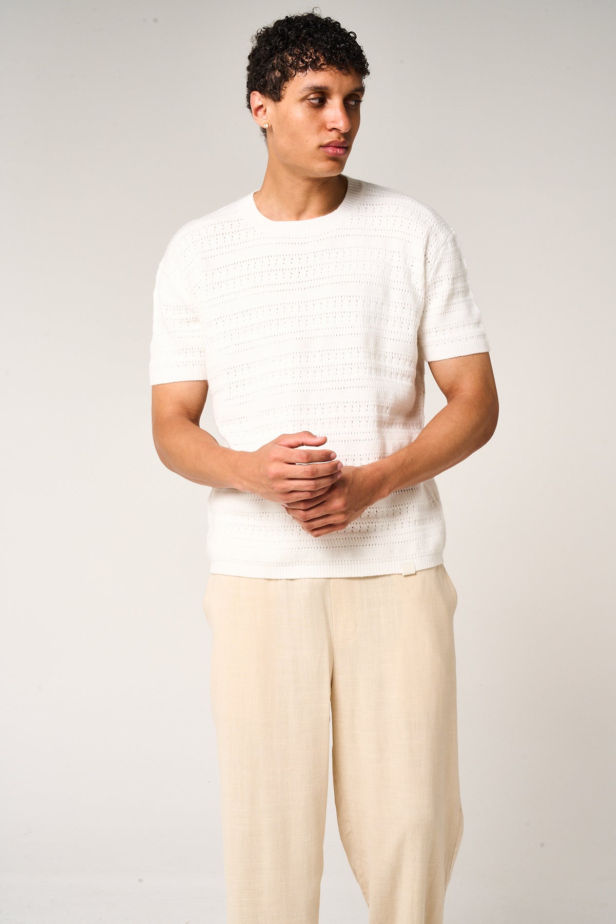 Araz Knitted Patterned T Shirt White