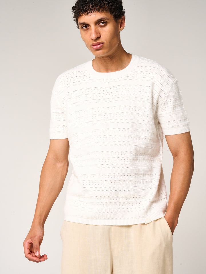Araz Knitted Patterned T Shirt White