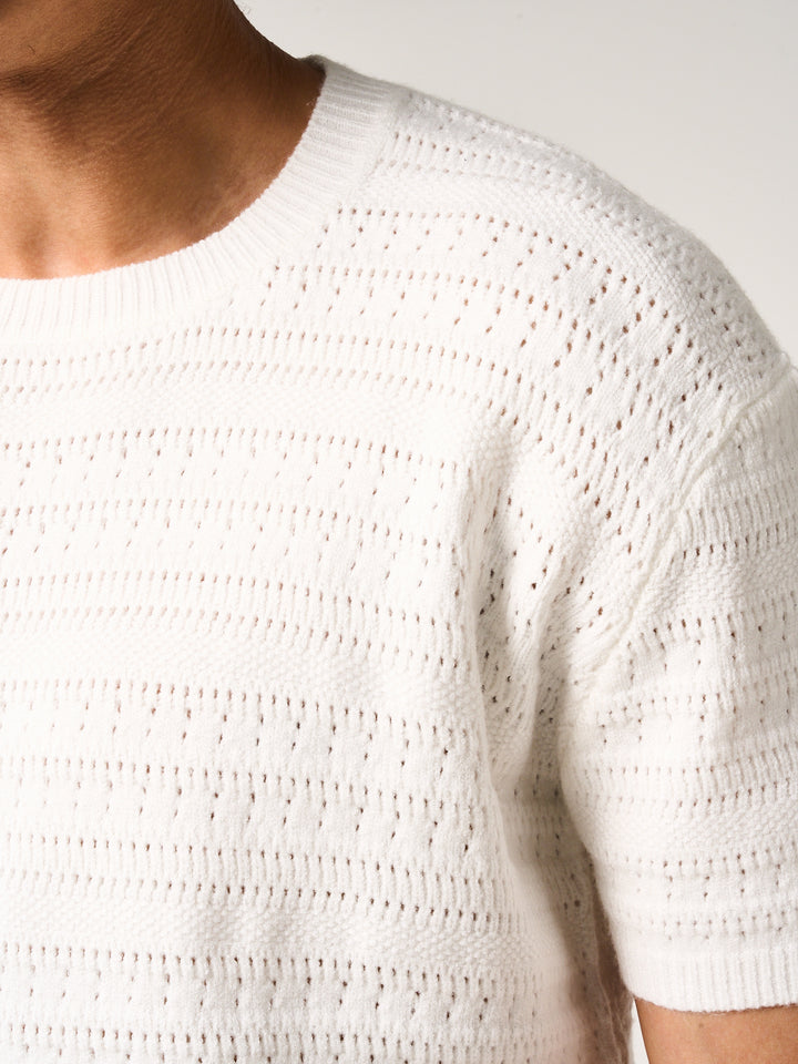 Araz Knitted Patterned T Shirt White