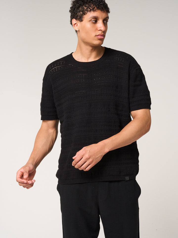Araz Knitted Patterned T Shirt Black