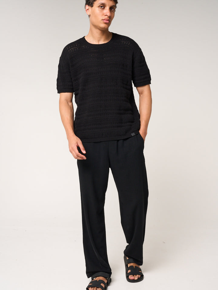 Araz Knitted Patterned T Shirt Black