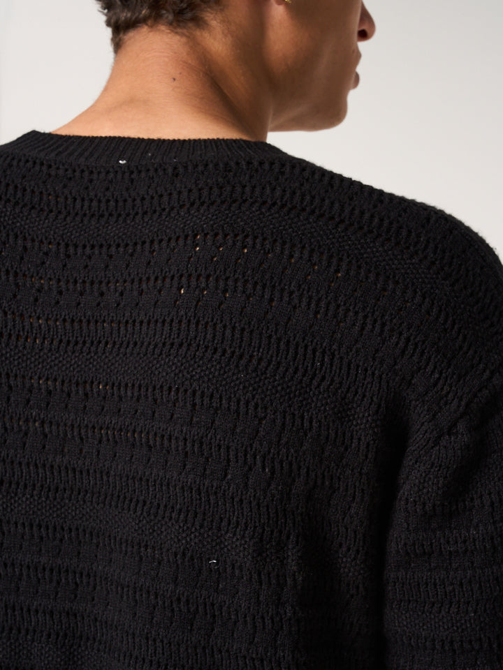 Araz Knitted Patterned T Shirt Black
