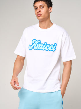 Rachid Logo Print T Shirt Blue