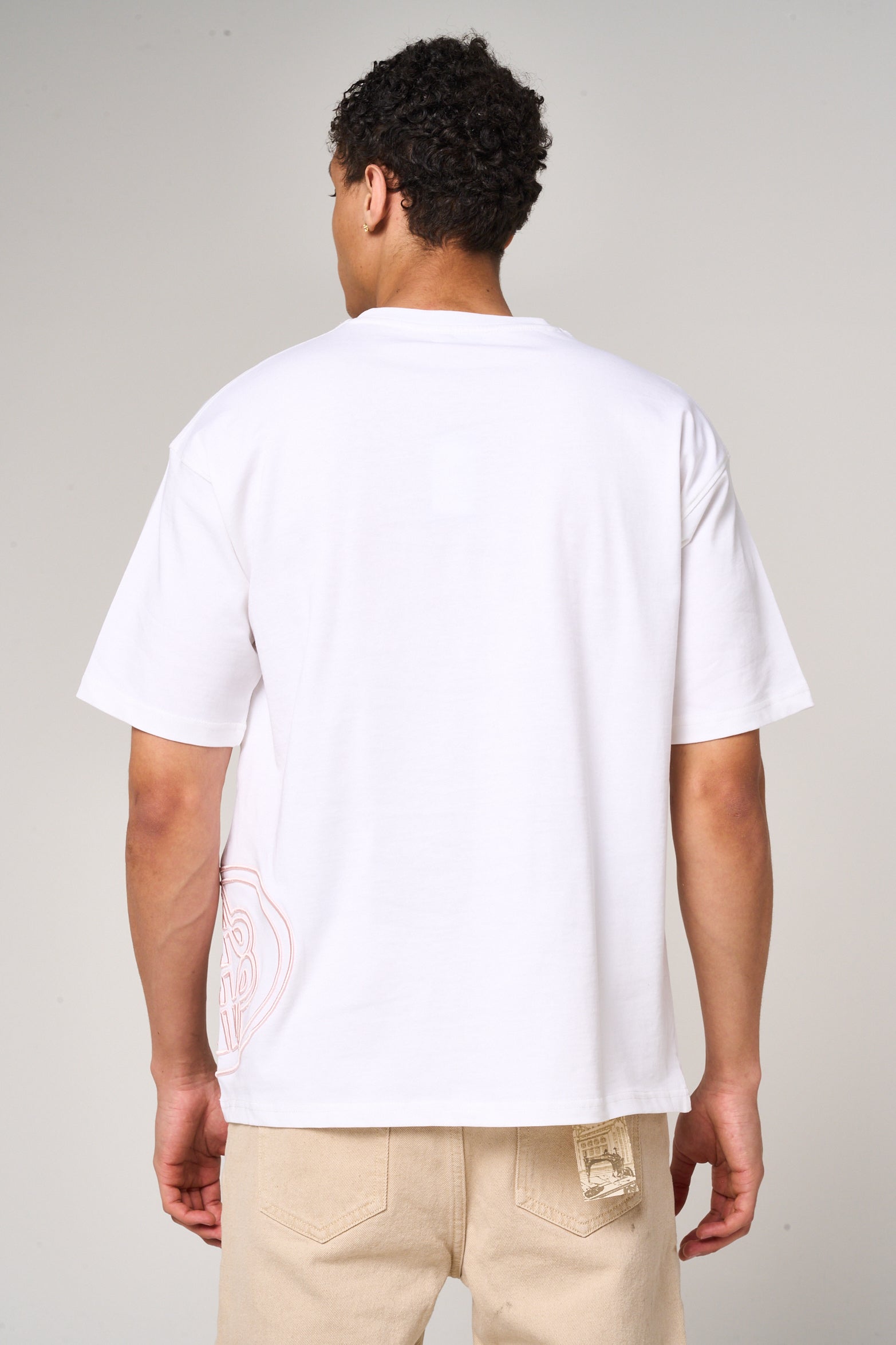 Fares Logo Embroidery T Shirt Grey White