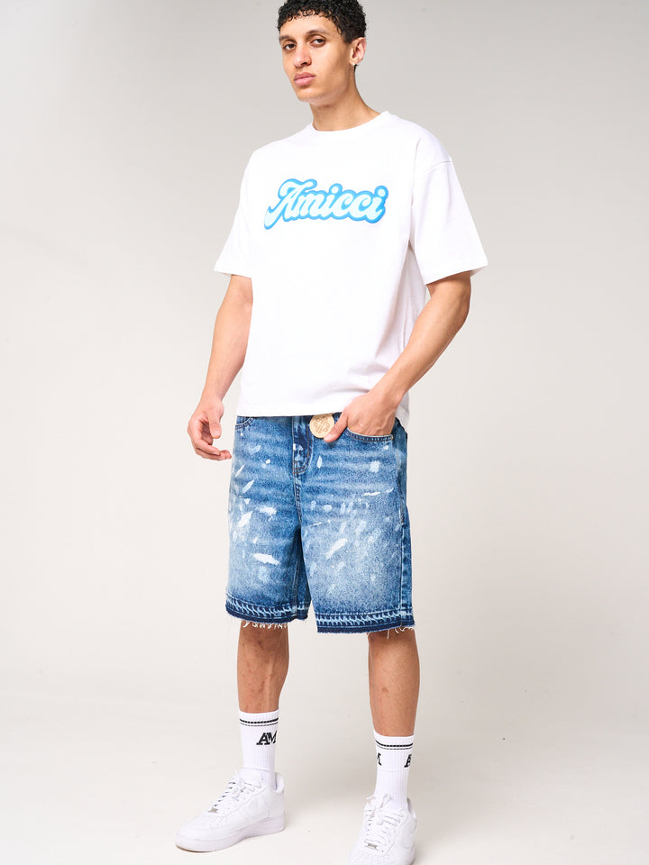 Cardenas Paint Splat Denim Short Blue