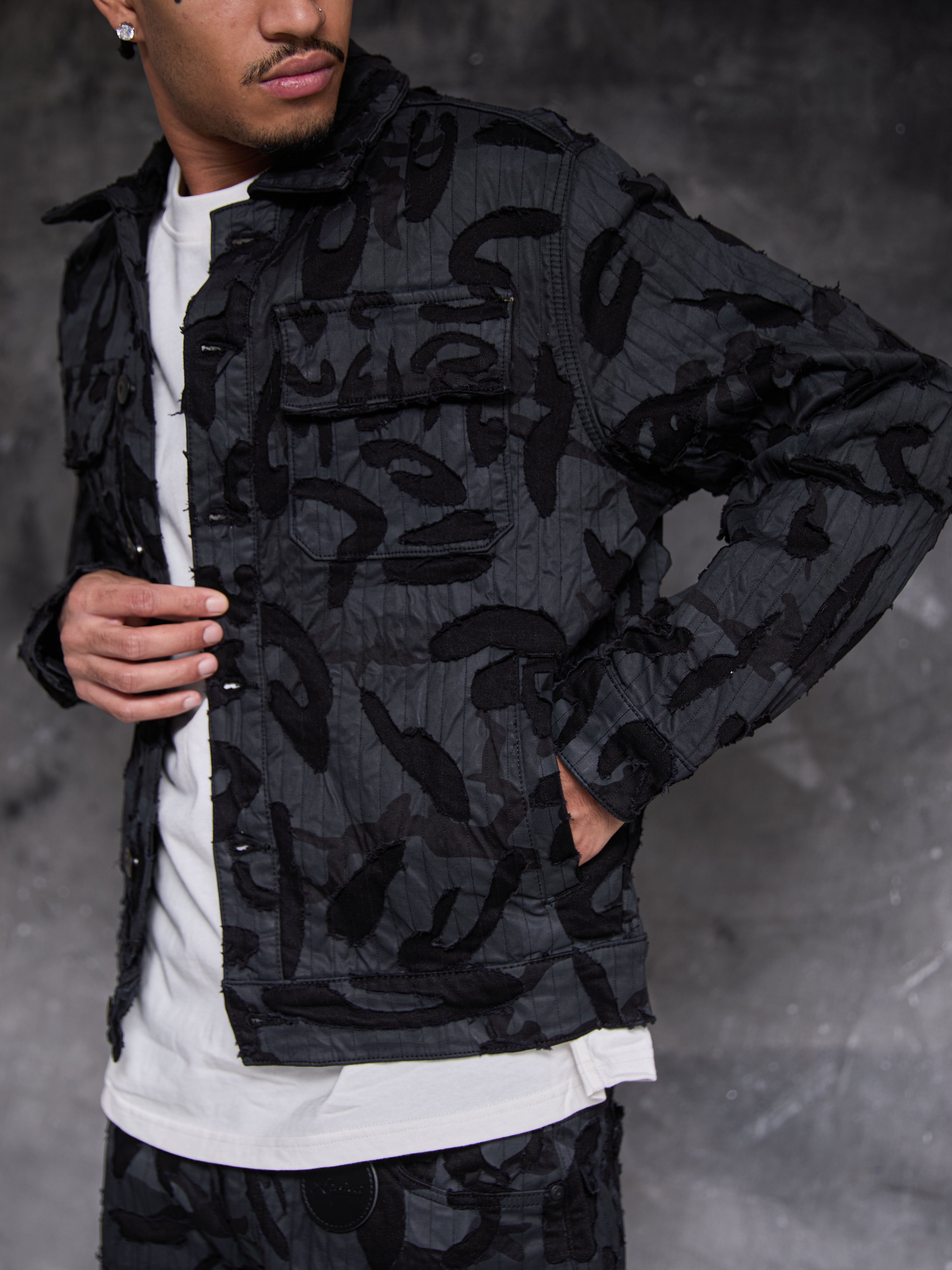 Veste en denim noire Geragio