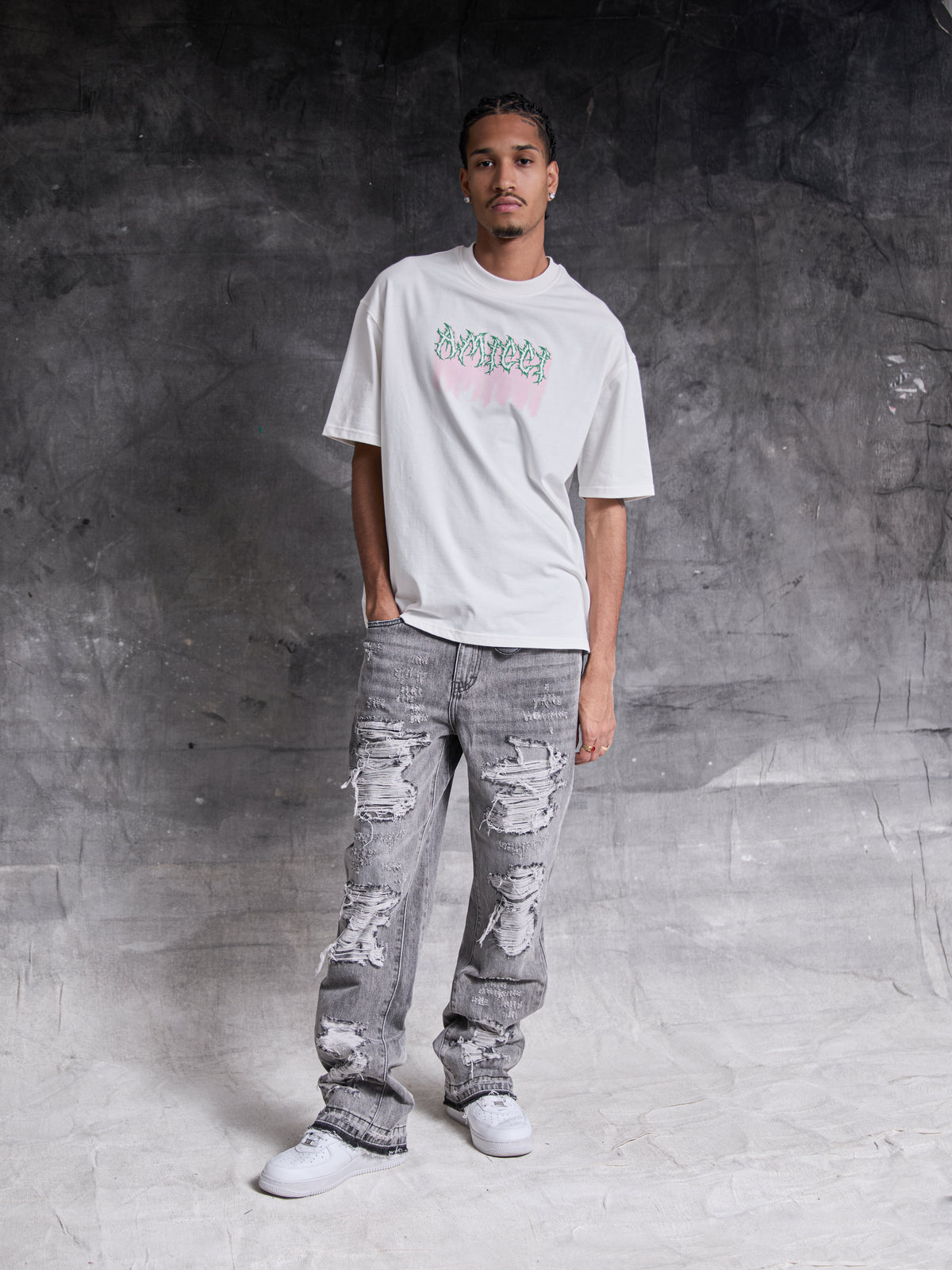 Sarrona grau gewaschene Denim-Jeans
