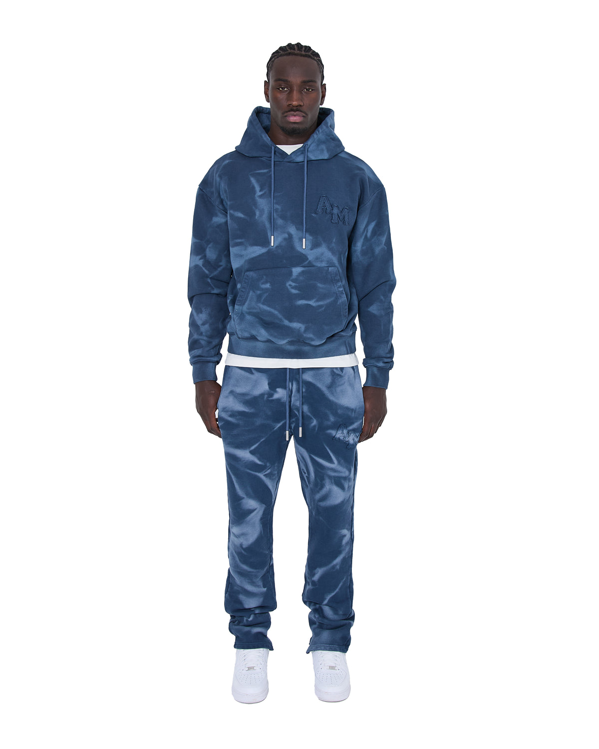 Rezaro Gewaschener Hoodie Marineblau