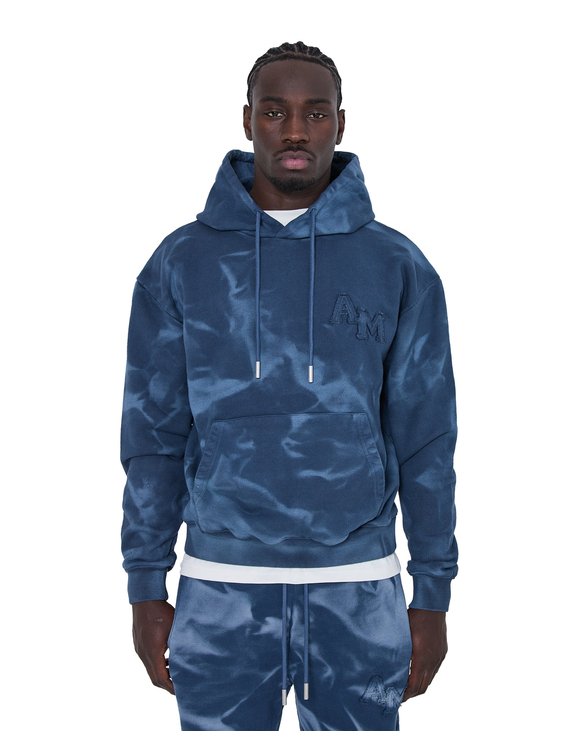 Rezaro Gewaschener Hoodie Marineblau