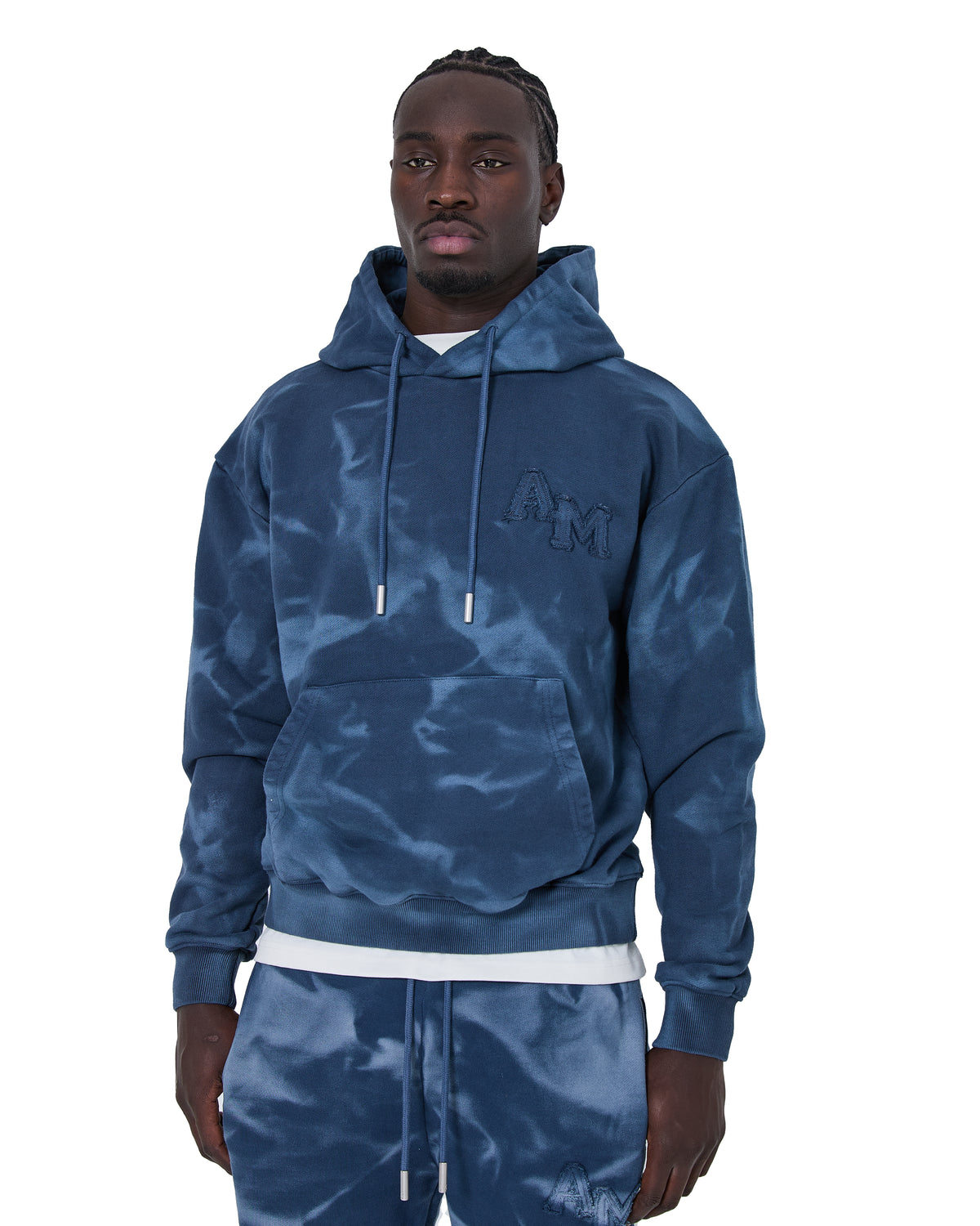 Rezaro Gewaschener Hoodie Marineblau