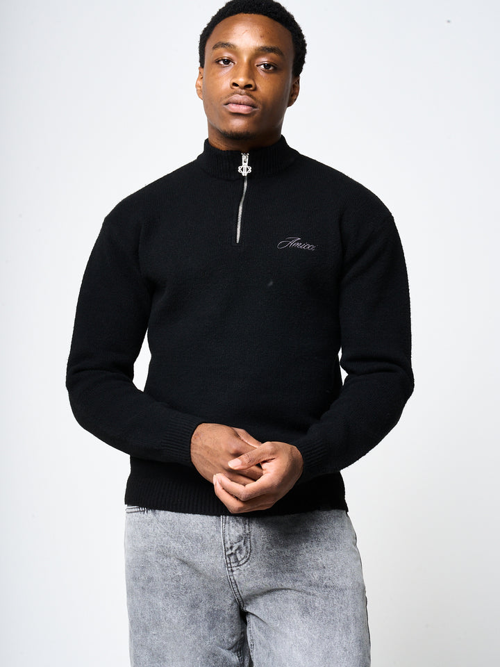 Dexter Quarter Zip Black Sweatshirt