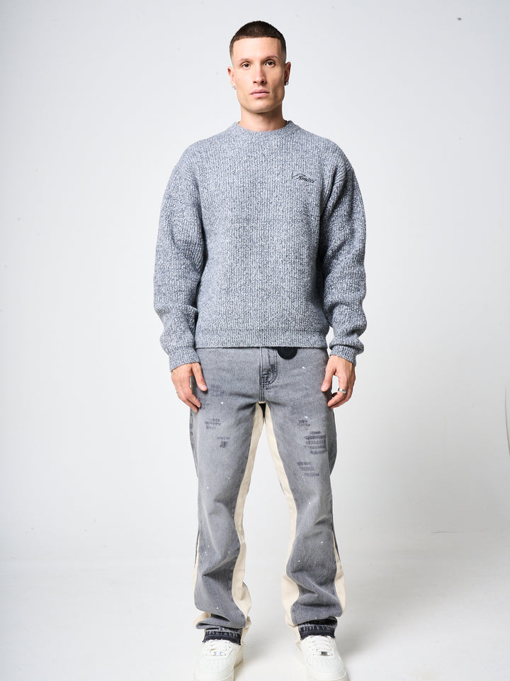 Liberta Grey Heavy Knitted Sweatshirt