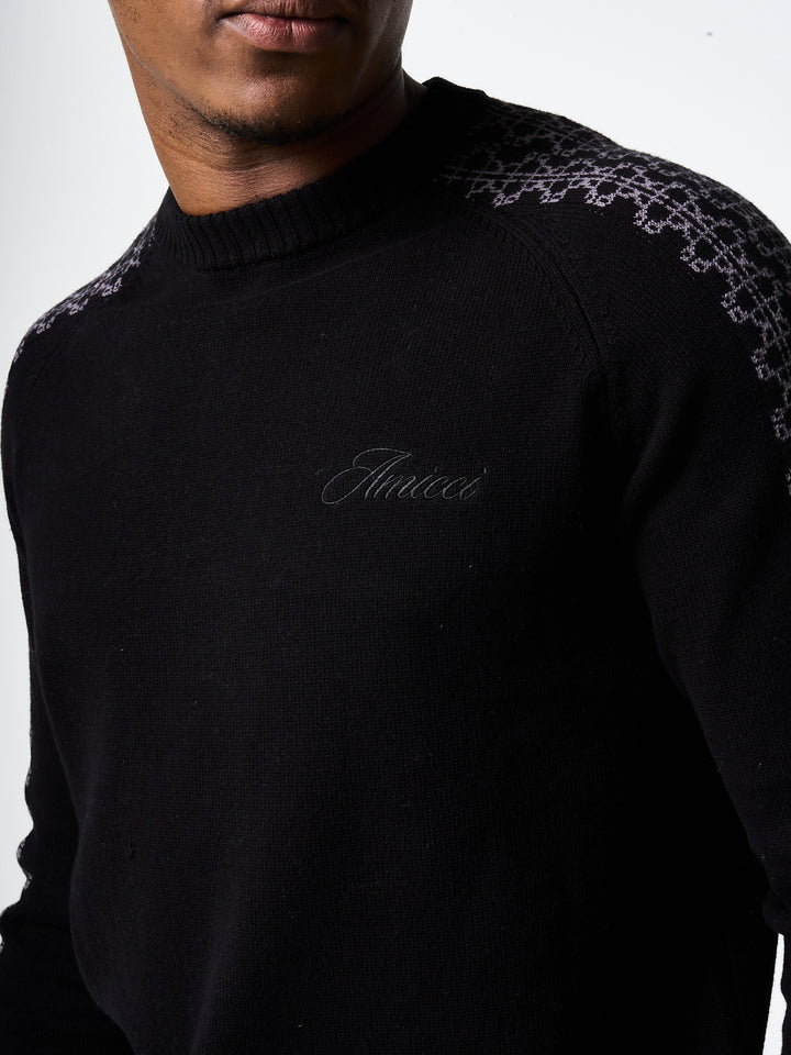 Trento Black Logo Knitted Sweatshirt