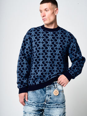Pasquale Navy Knitted Sweatshirt