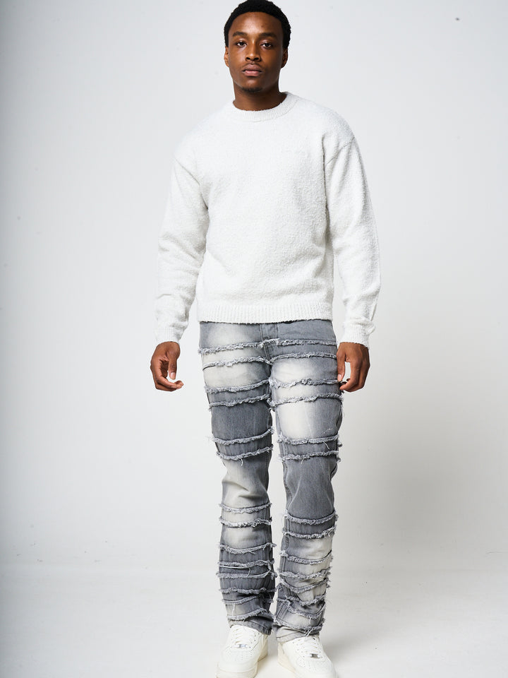 Fretta Fluffy Knit Sweatshirt Grey