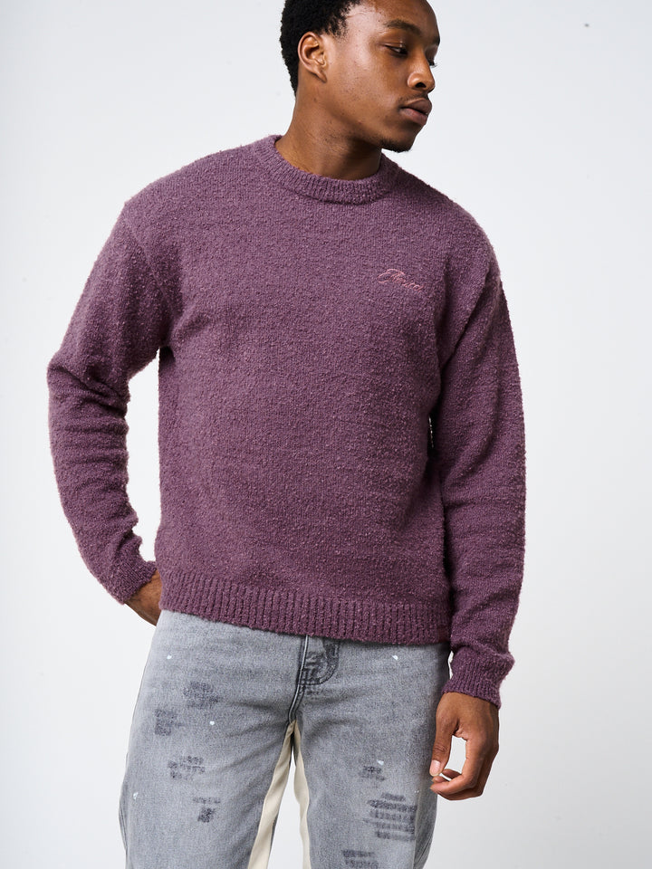 Fretta Fluffy Knit Sweatshirt Burgundy